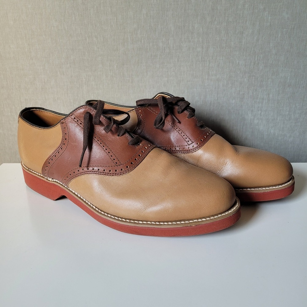 Vintage Dexter Men's 12 M Saddle Shoes Two-Tone Leather USA Made Oxfords